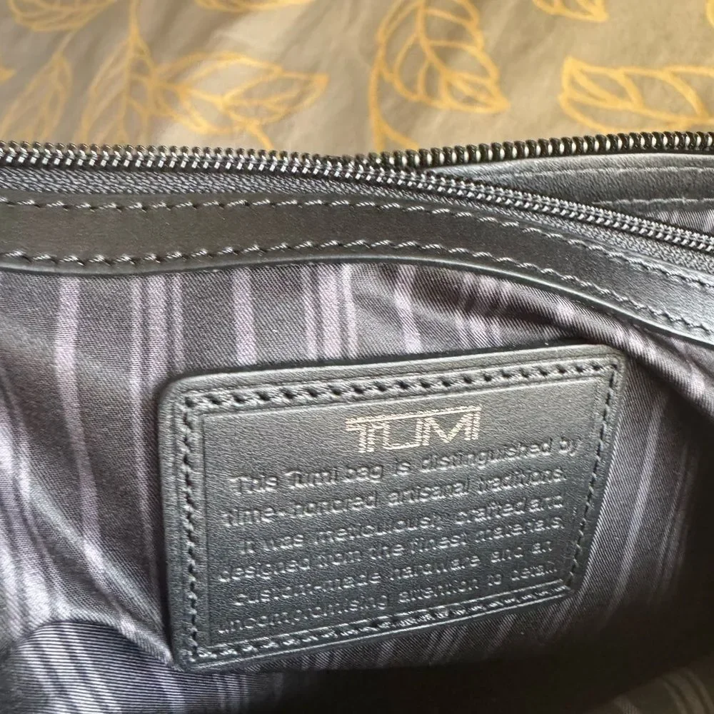 TUMI Black Leather Briefcase for Men
